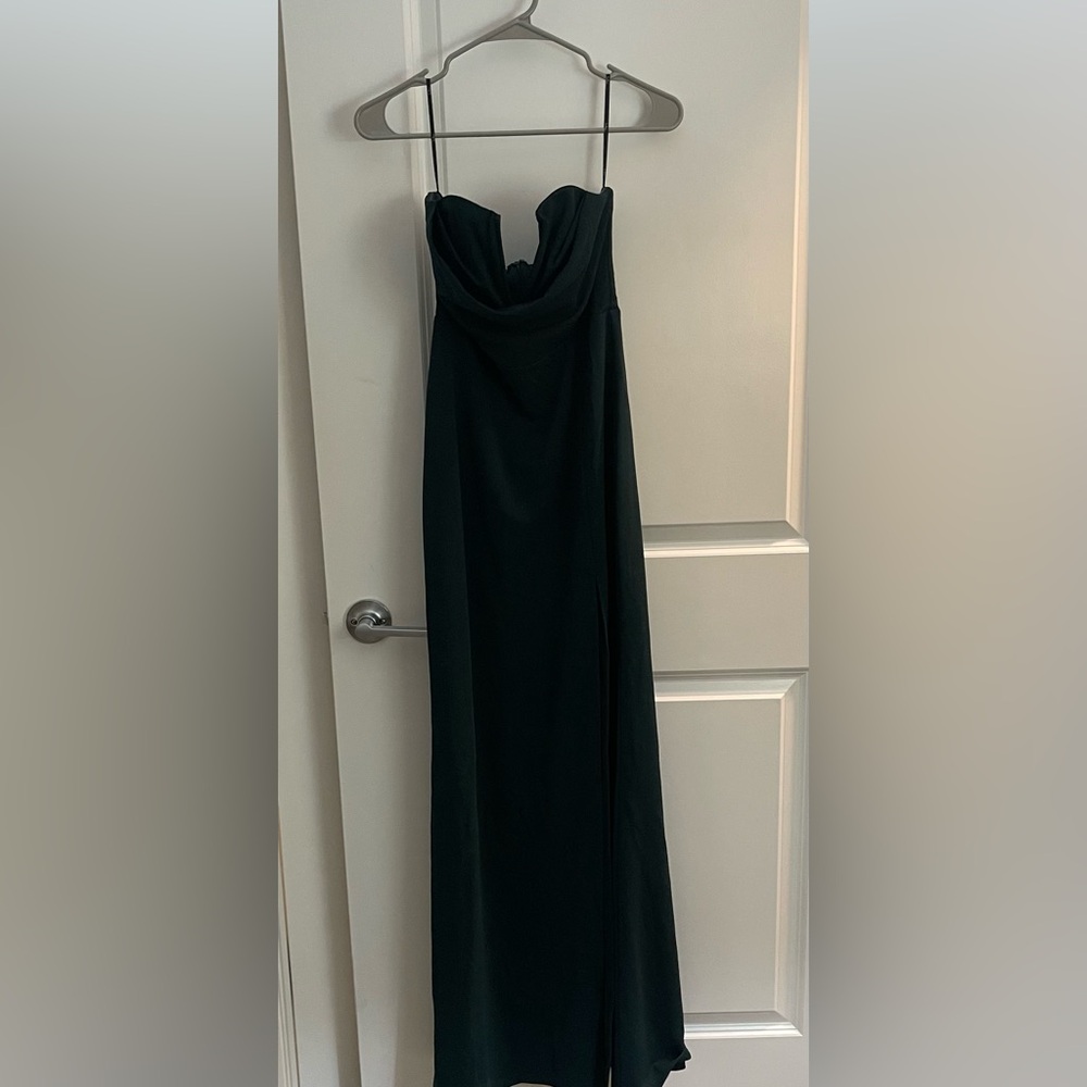 Lulu's Strapless Dark Green Gown - Picture 4 of 5